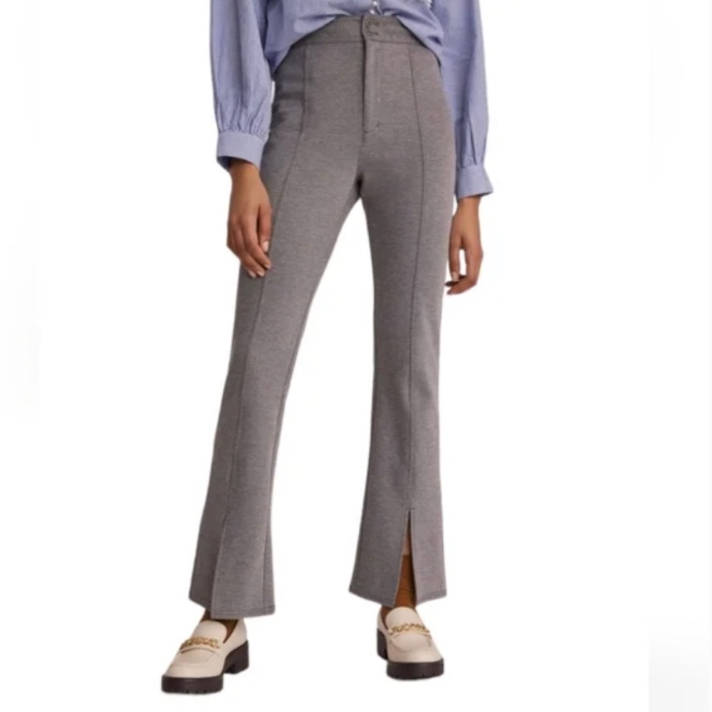 ANTHROPOLOGIE Maeve gray seamed flare split hem pants